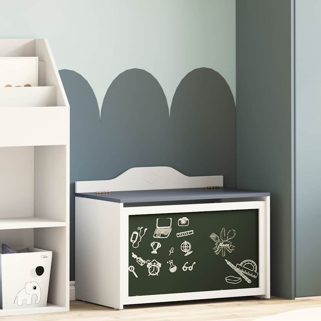 Box with Storage Grey and white 73 x 33 x 55 cm Engineered wood