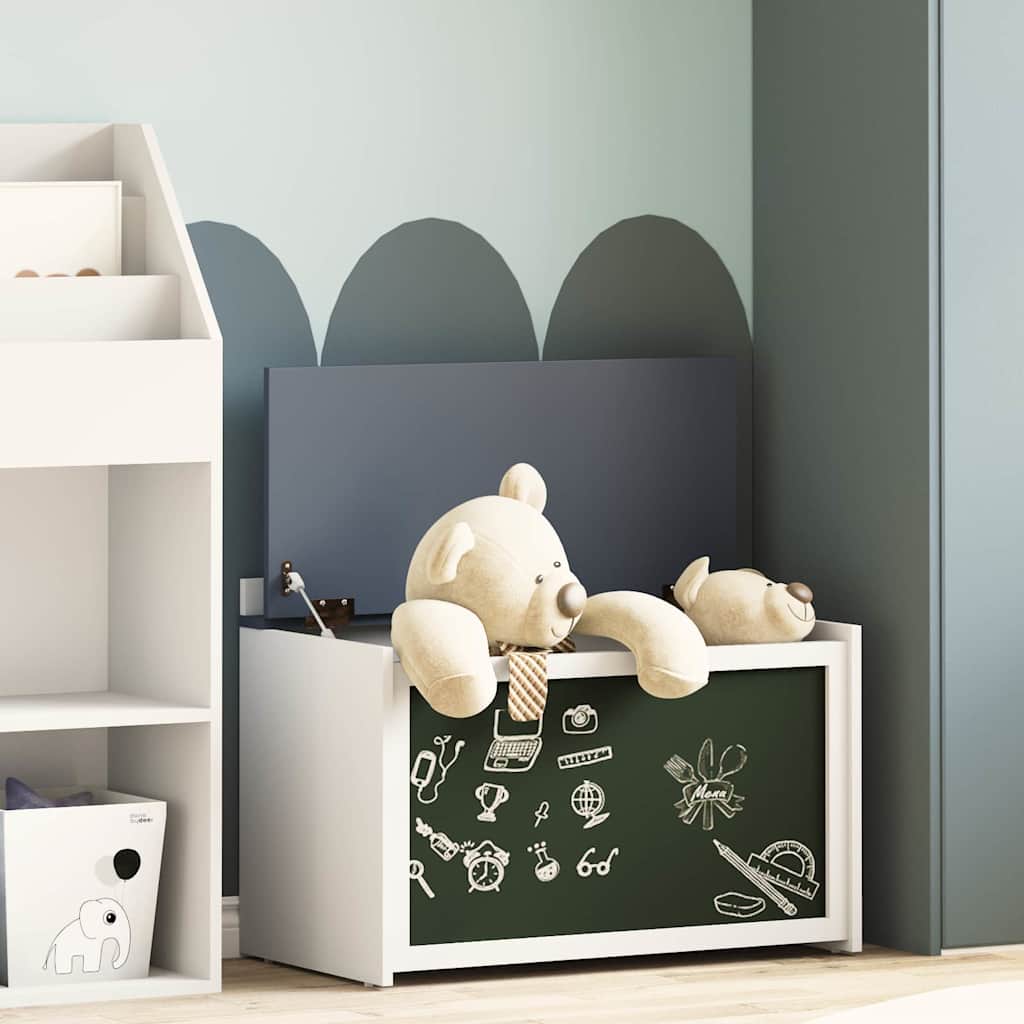 Box with Storage Grey and white 73 x 33 x 55 cm Engineered wood