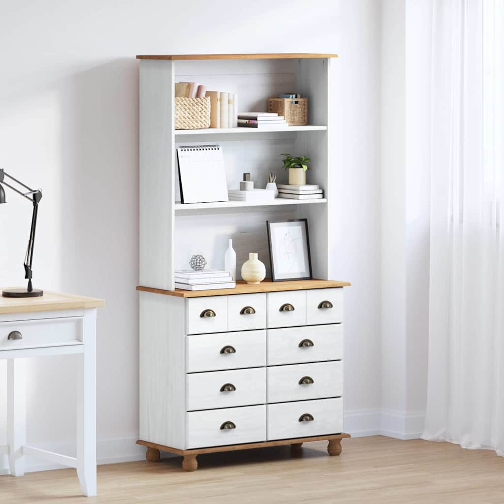 Hutch “ASKIM” White 91x40x183 cm Solid Wood Pine
