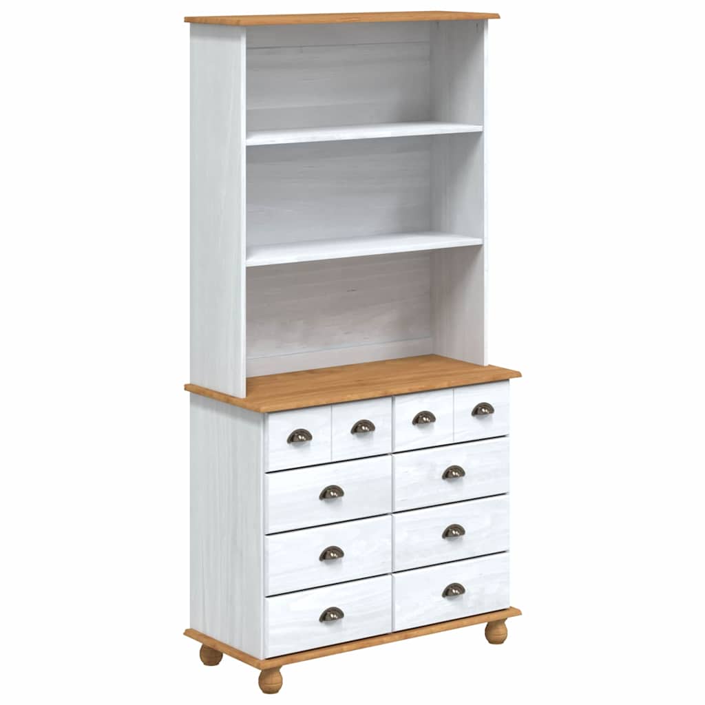 Hutch “ASKIM” White 91x40x183 cm Solid Wood Pine