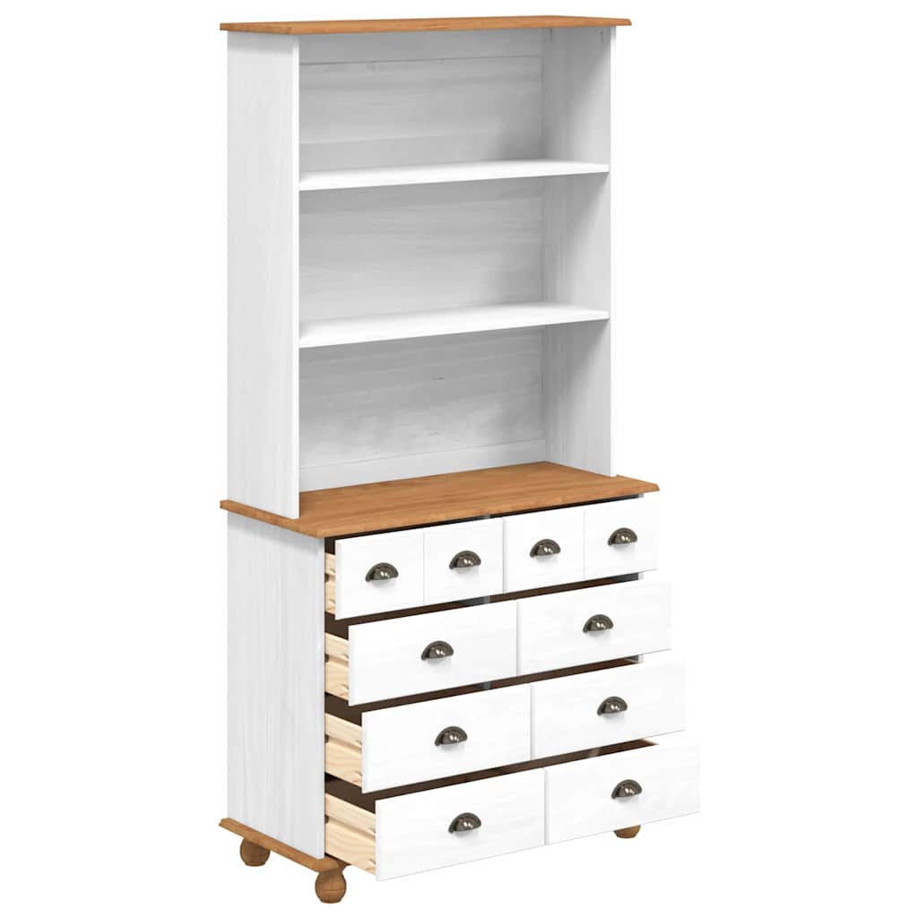 Hutch “ASKIM” White 91x40x183 cm Solid Wood Pine