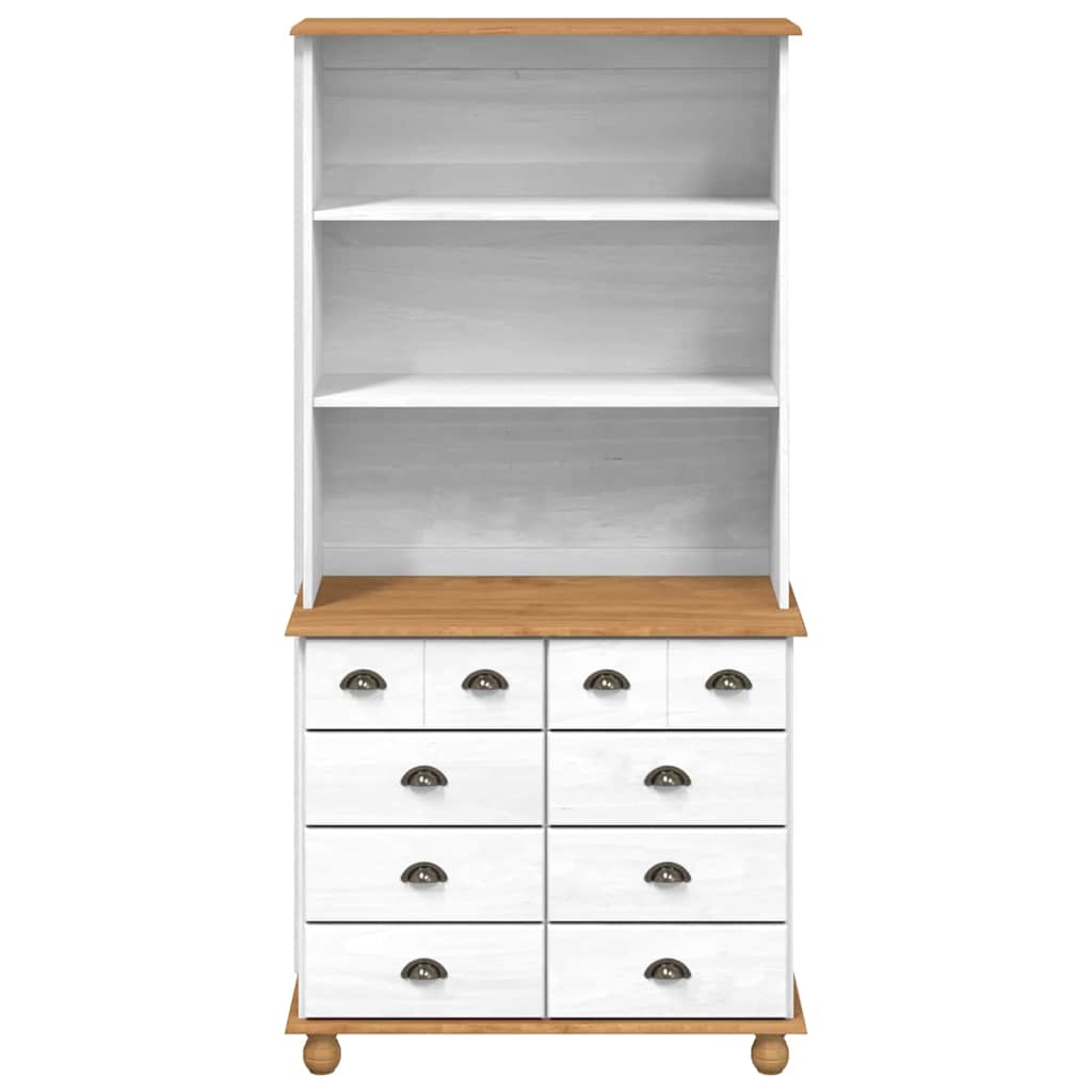 Hutch “ASKIM” White 91x40x183 cm Solid Wood Pine