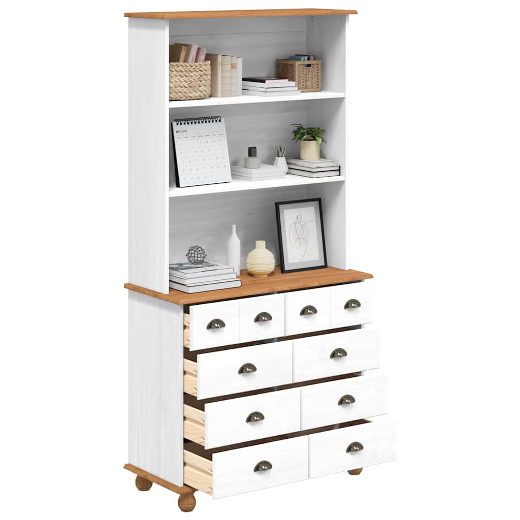 Hutch “ASKIM” White 91x40x183 cm Solid Wood Pine