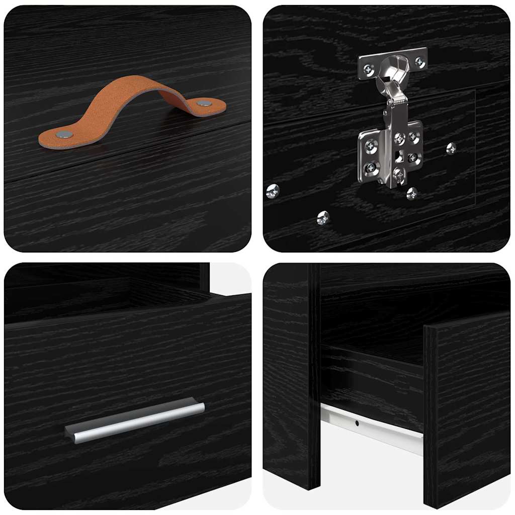 Storage Bed Frame with Drawer Black Oak 100 x 200 cm Engineered wood