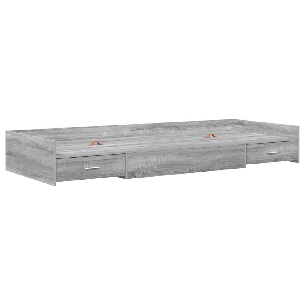 Storage Bed Frame Grey Sonoma 100 x 200 cm Engineered wood