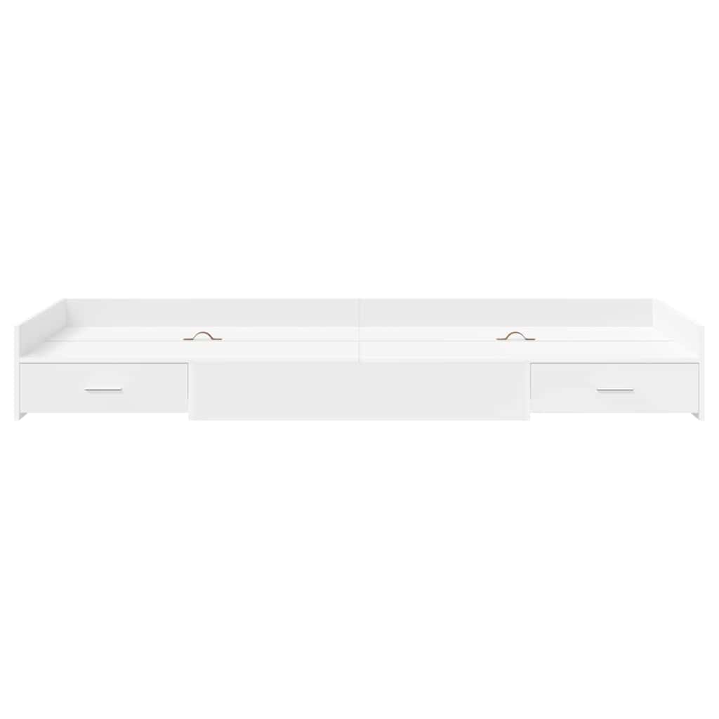 Storage Bed Frame with Headboard White 90 x 200 cm Engineered wood