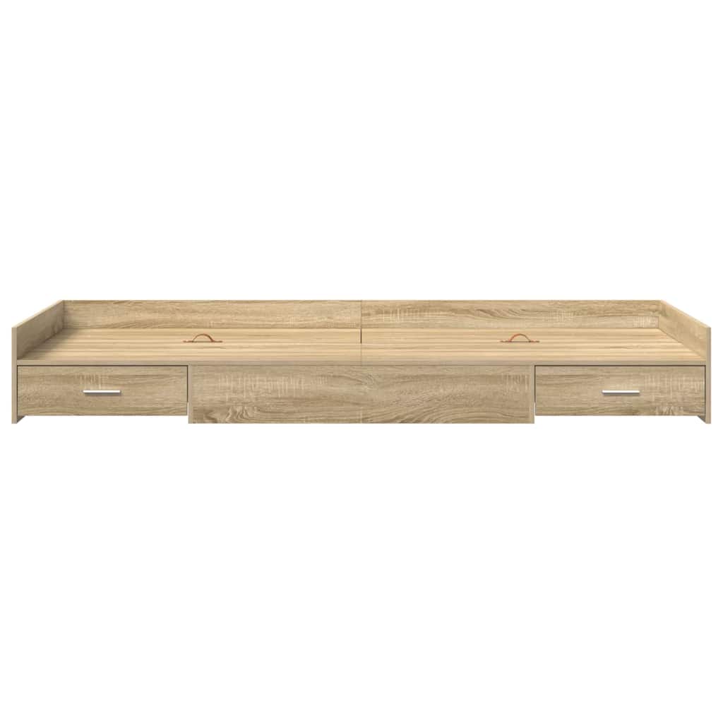 Storage Bed Frame with Drawer Sonoma Oak 90 x 200 cm Engineered wood