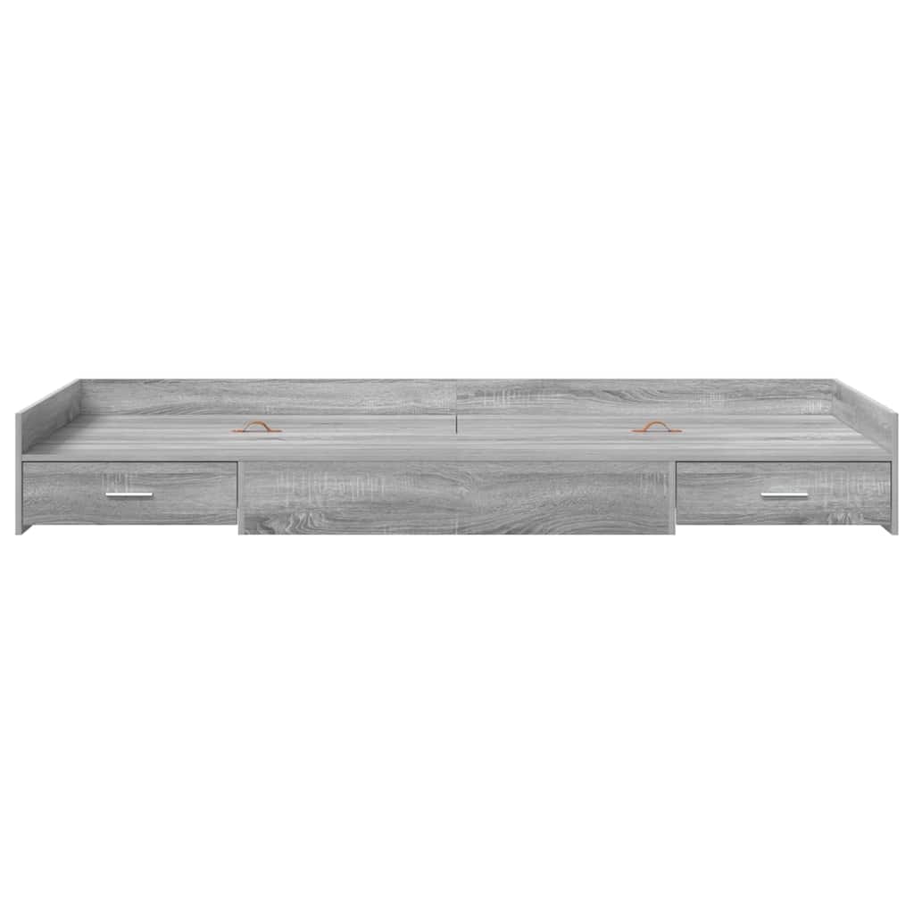 Storage Bed Frame with Drawer Grey Sonoma 90 x 200 cm Engineered wood