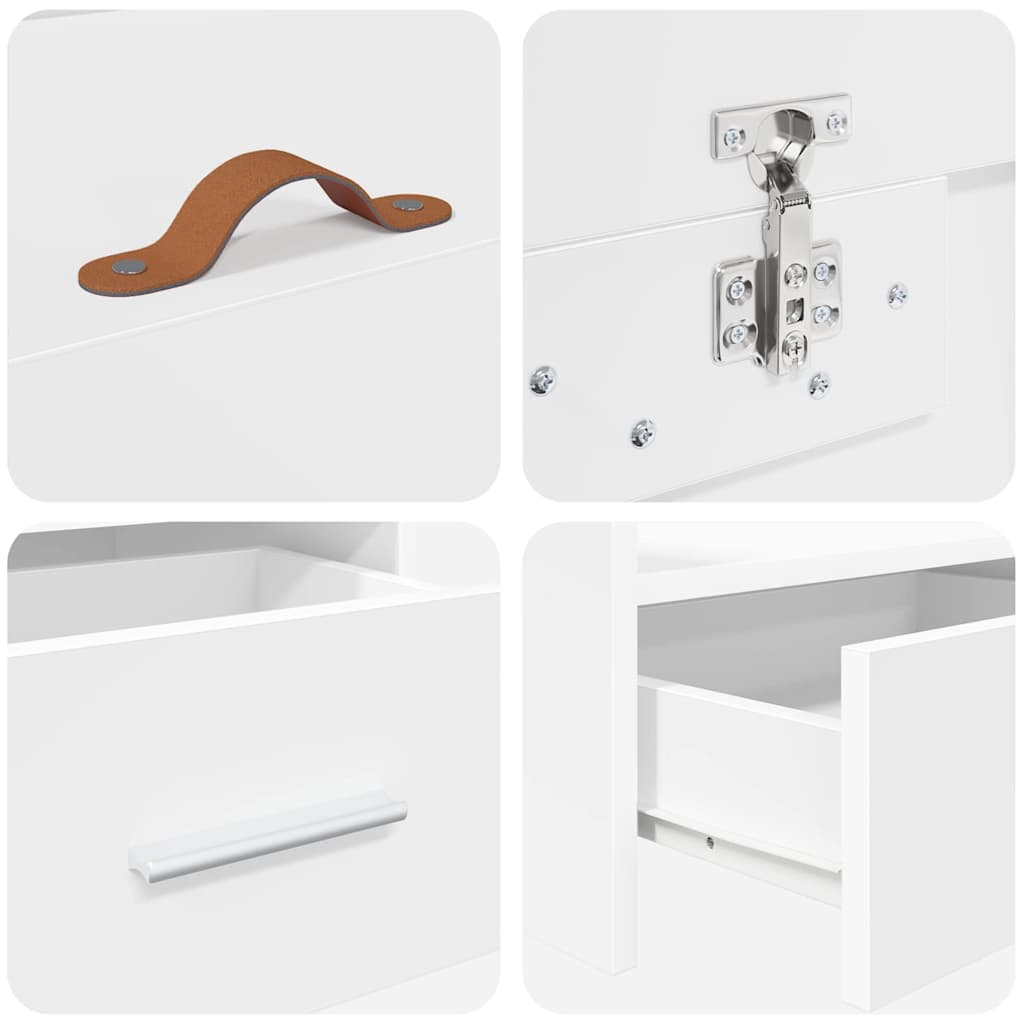 Storage Bed Frame with Headboard White 80 x 200 cm Engineered wood