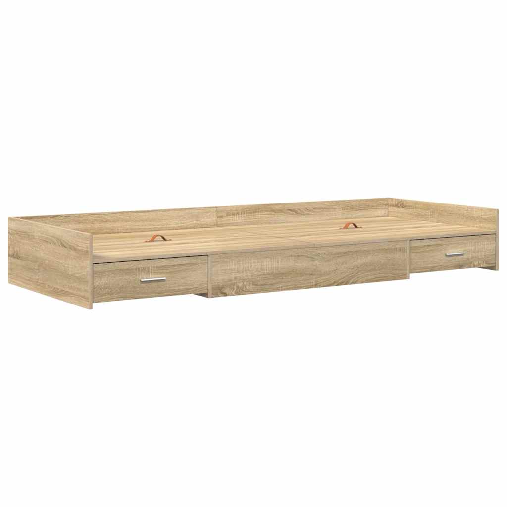 Storage Bed Frame with Drawer Sonoma Oak 80 x 200 cm Engineered wood