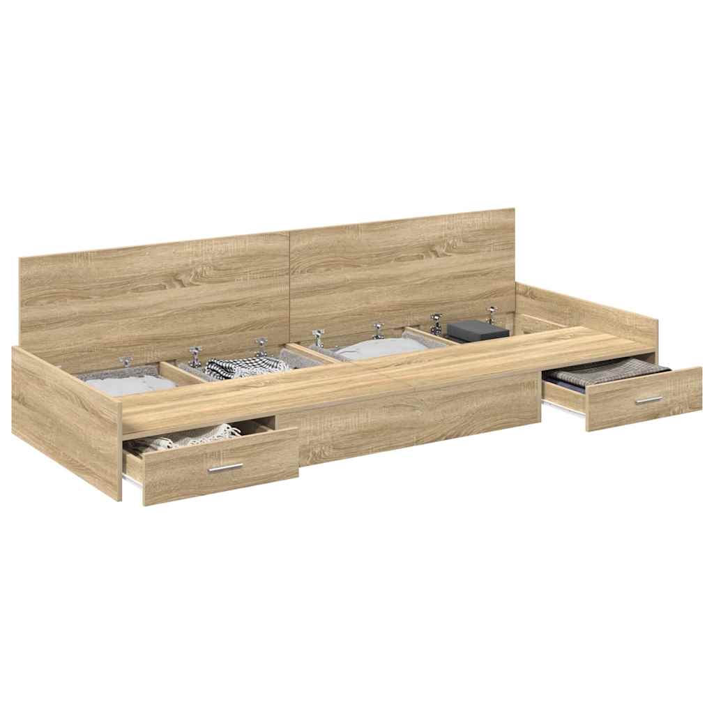 Storage Bed Frame with Drawer Sonoma Oak 80 x 200 cm Engineered wood