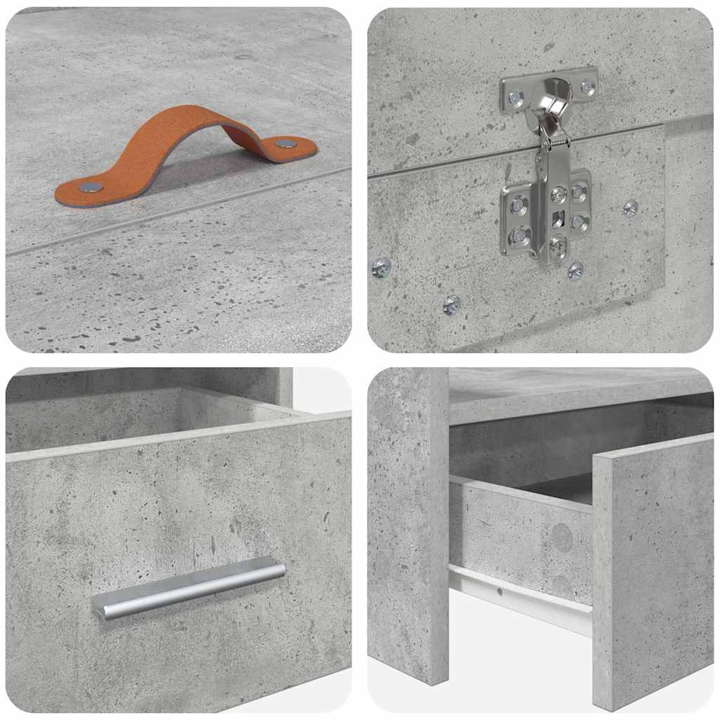 Storage Bed Frame Concrete Grey 80 x 200 cm Engineered wood