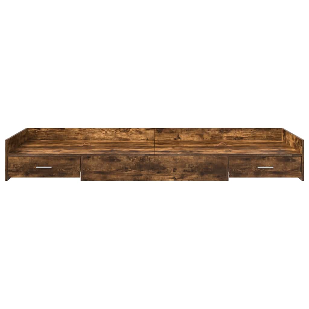 Storage Bed Frame with Drawer Smoked Oak 80 x 200 cm Engineered wood