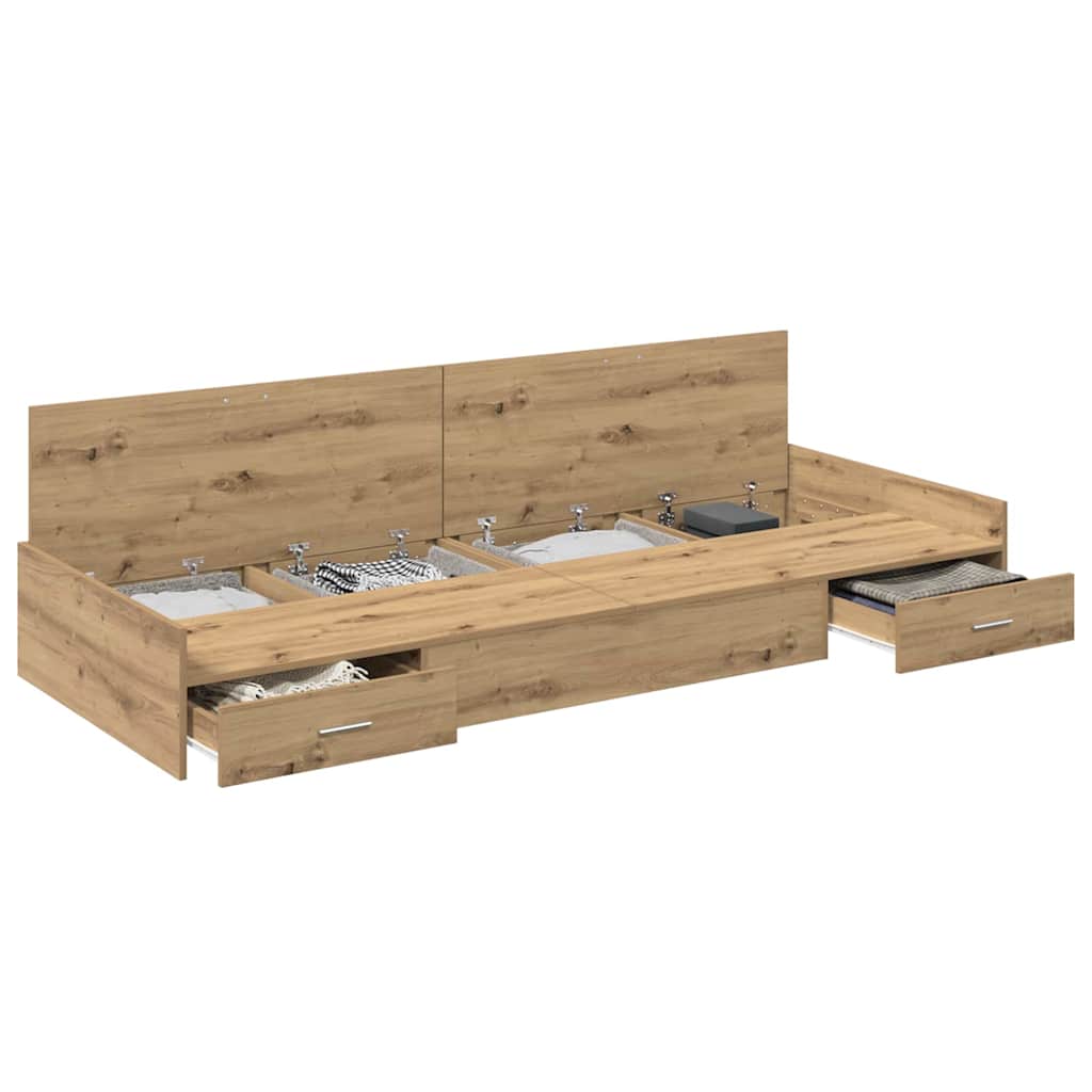 Storage Bed Frame with Drawer Artisan Oak 80 x 200 cm Engineered wood
