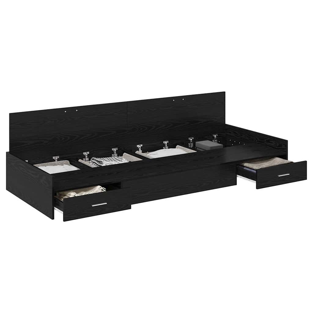Storage Bed Frame with Drawer Black Oak 80 x 200 cm Engineered wood