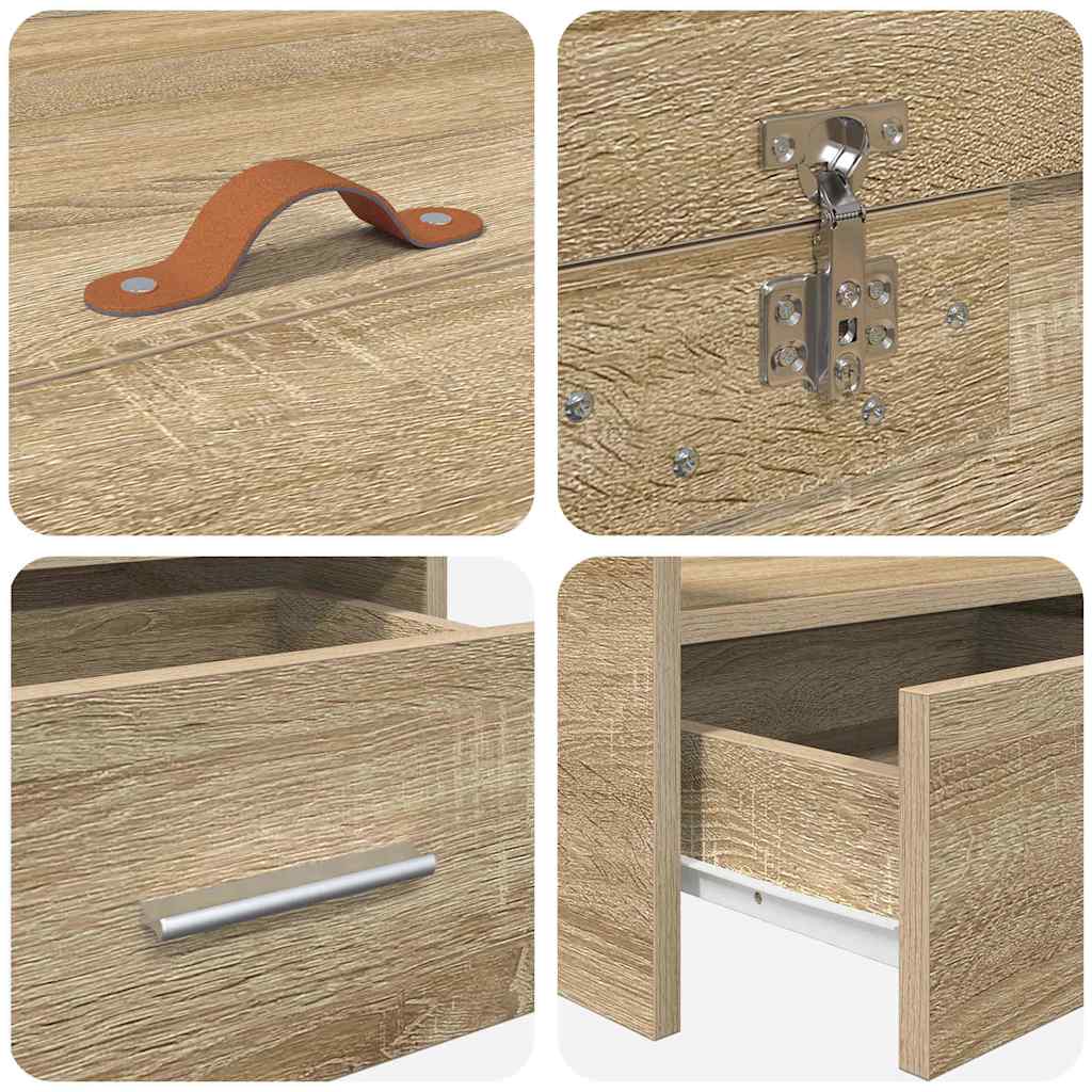 Storage Bed Frame with Drawer Sonoma Oak 80 x 200 cm Engineered wood
