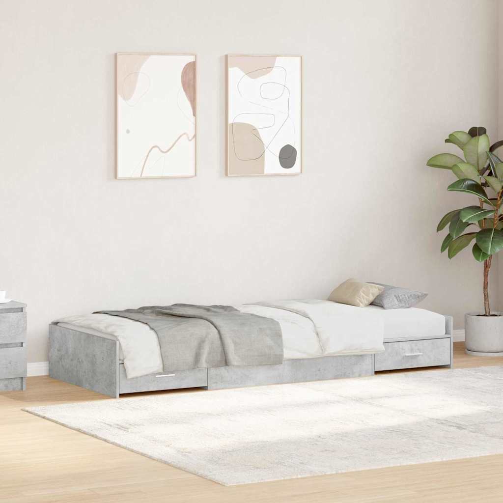 Storage Bed Frame Concrete Grey 80 x 200 cm Engineered wood