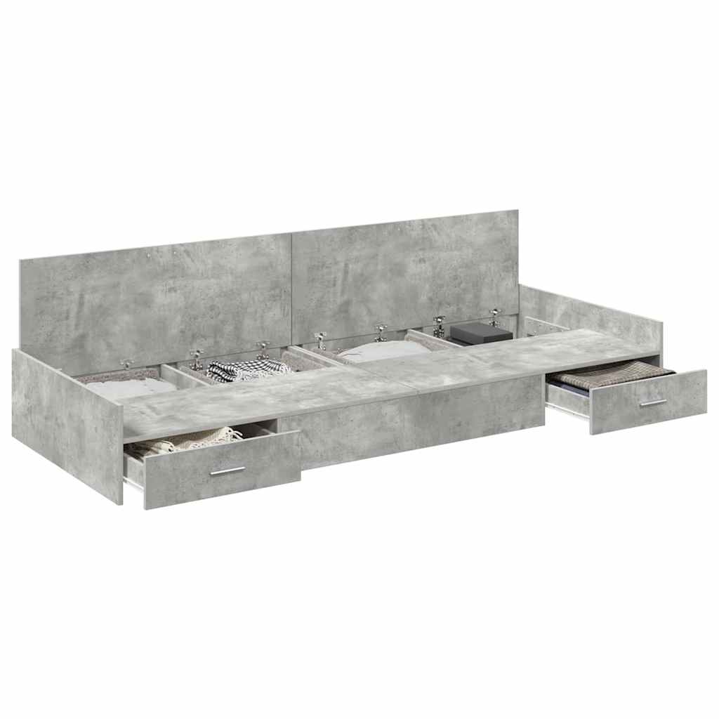 Storage Bed Frame Concrete Grey 80 x 200 cm Engineered wood