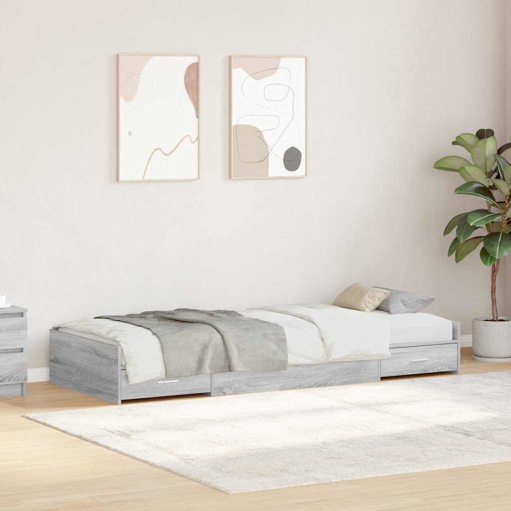 Storage Bed Frame with Drawer Grey Sonoma 80 x 200 cm Engineered wood