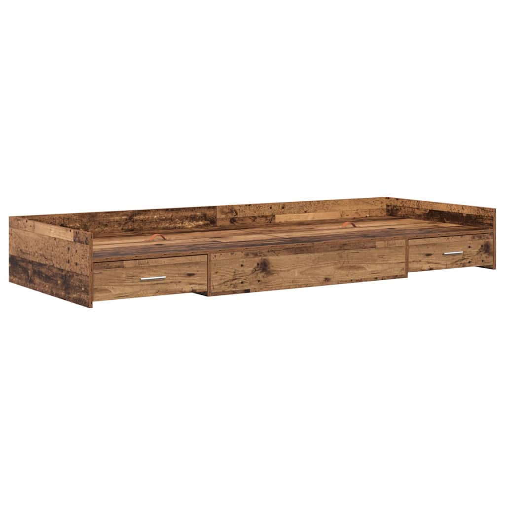 Storage Bed Frame with Headboard Old Wood 80 x 200 cm Engineered wood