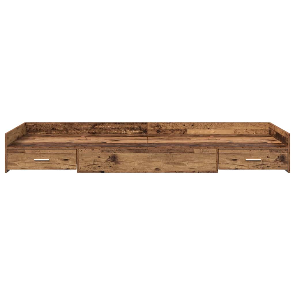 Storage Bed Frame with Headboard Old Wood 80 x 200 cm Engineered wood