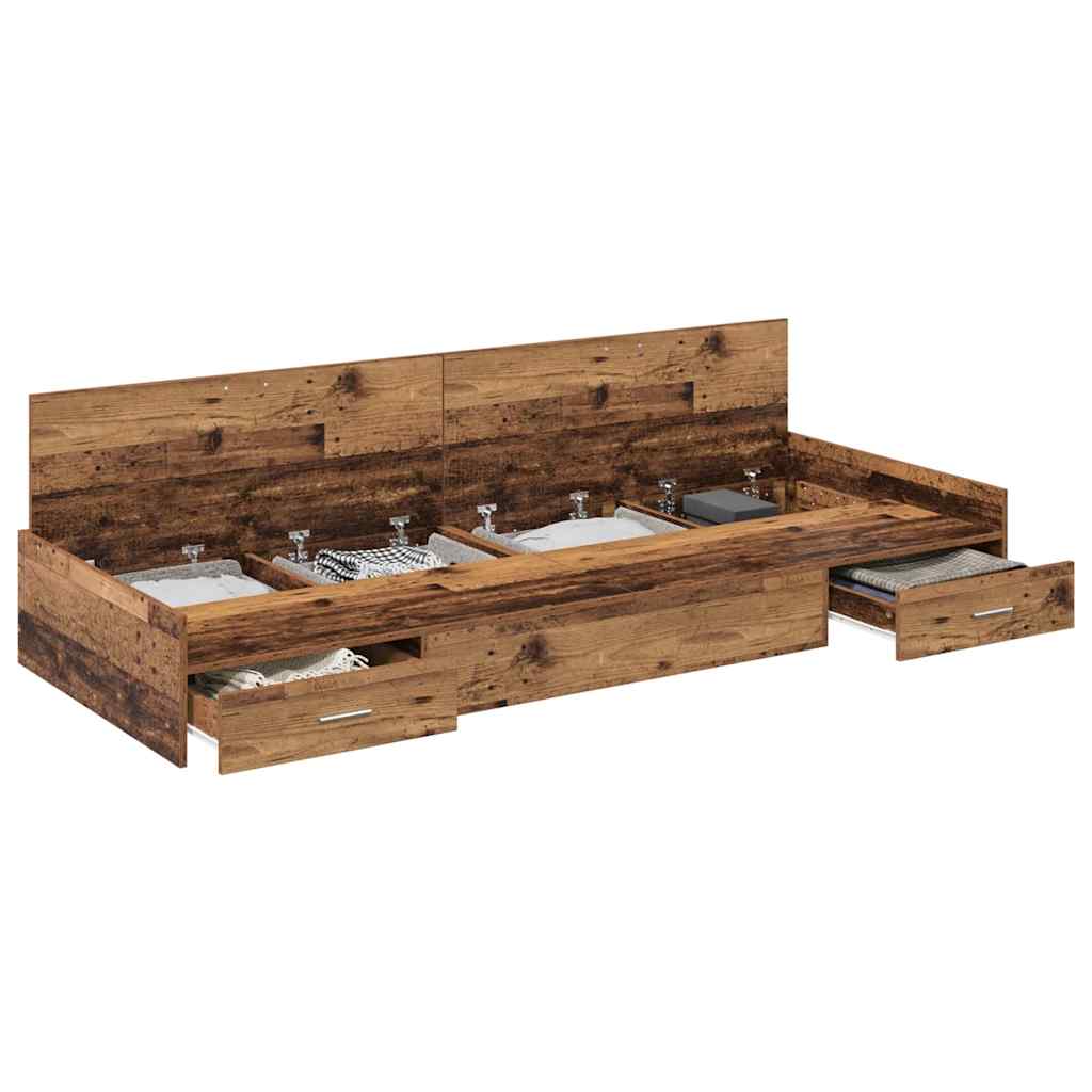 Storage Bed Frame with Headboard Old Wood 80 x 200 cm Engineered wood