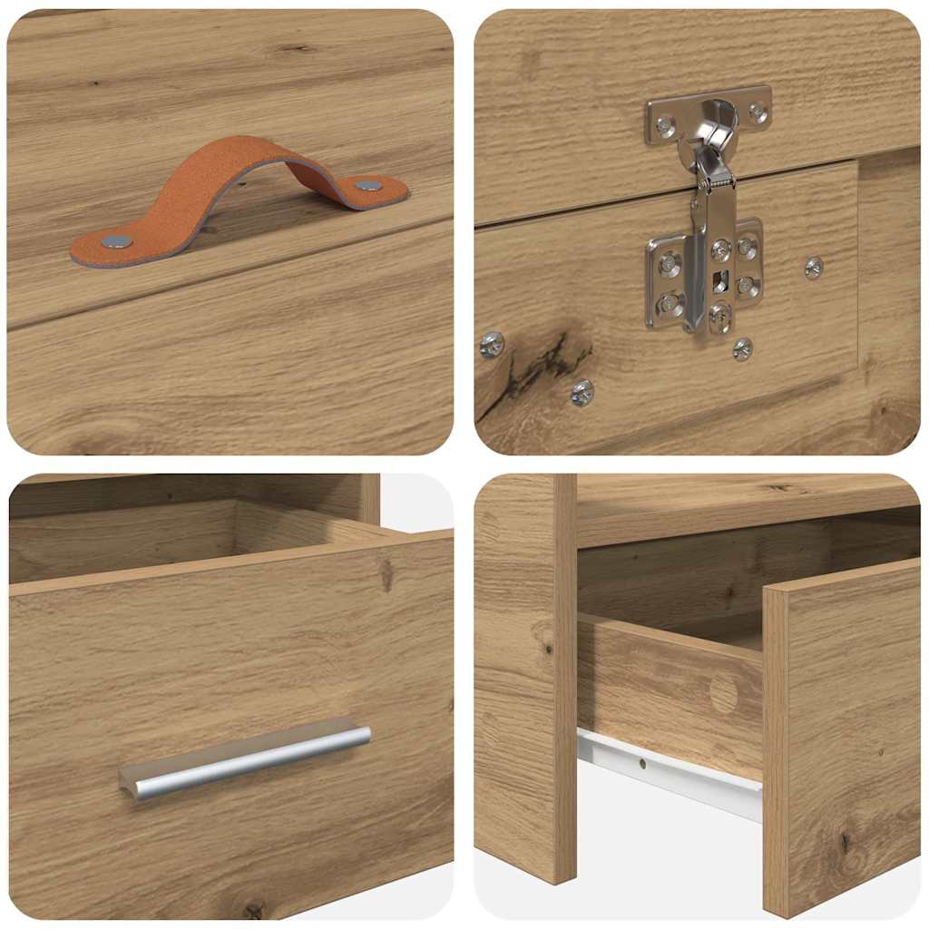 Storage Bed Frame with Drawer Artisan Oak 80 x 200 cm Engineered wood
