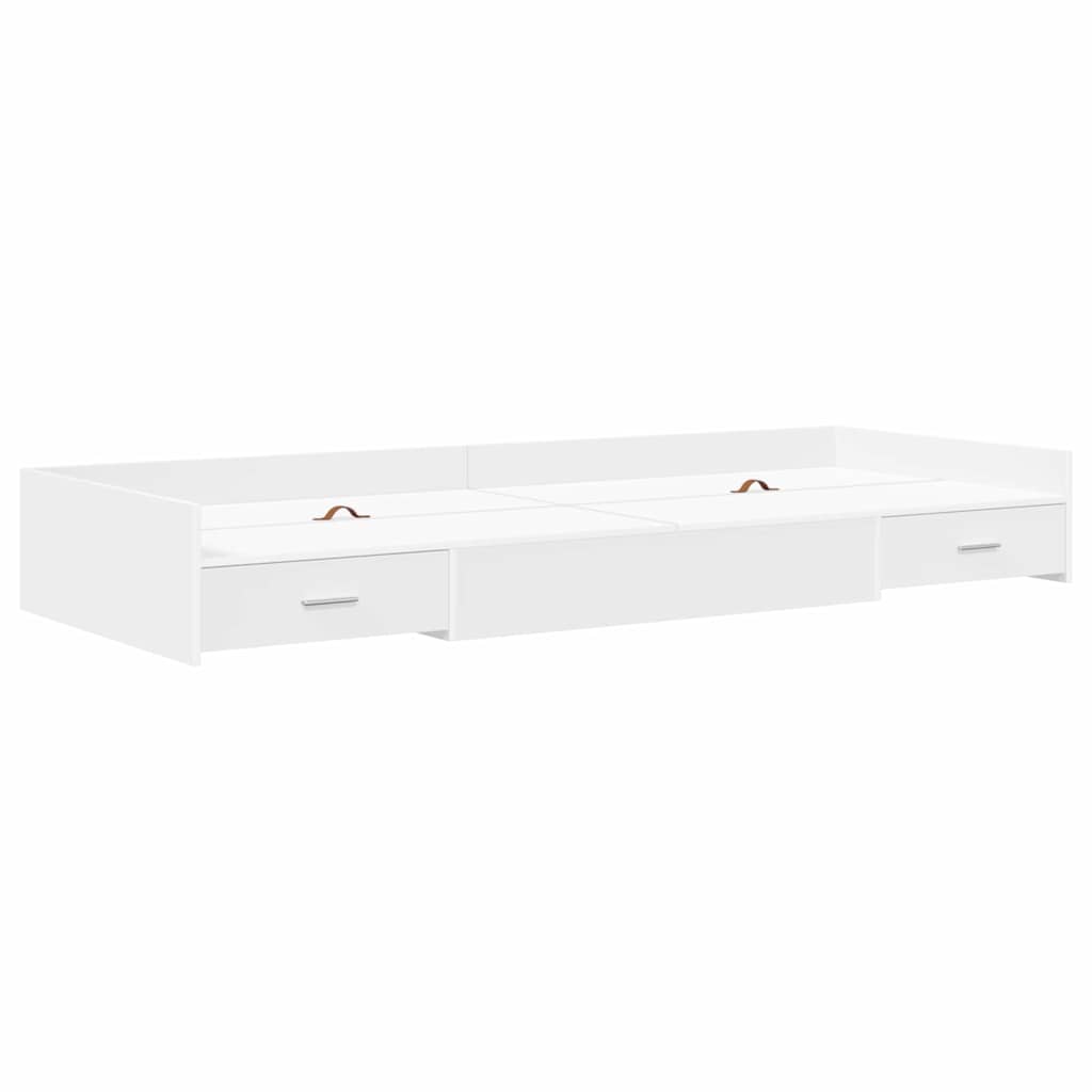 Storage Bed Frame with Headboard White 75 x 190 cm Engineered wood