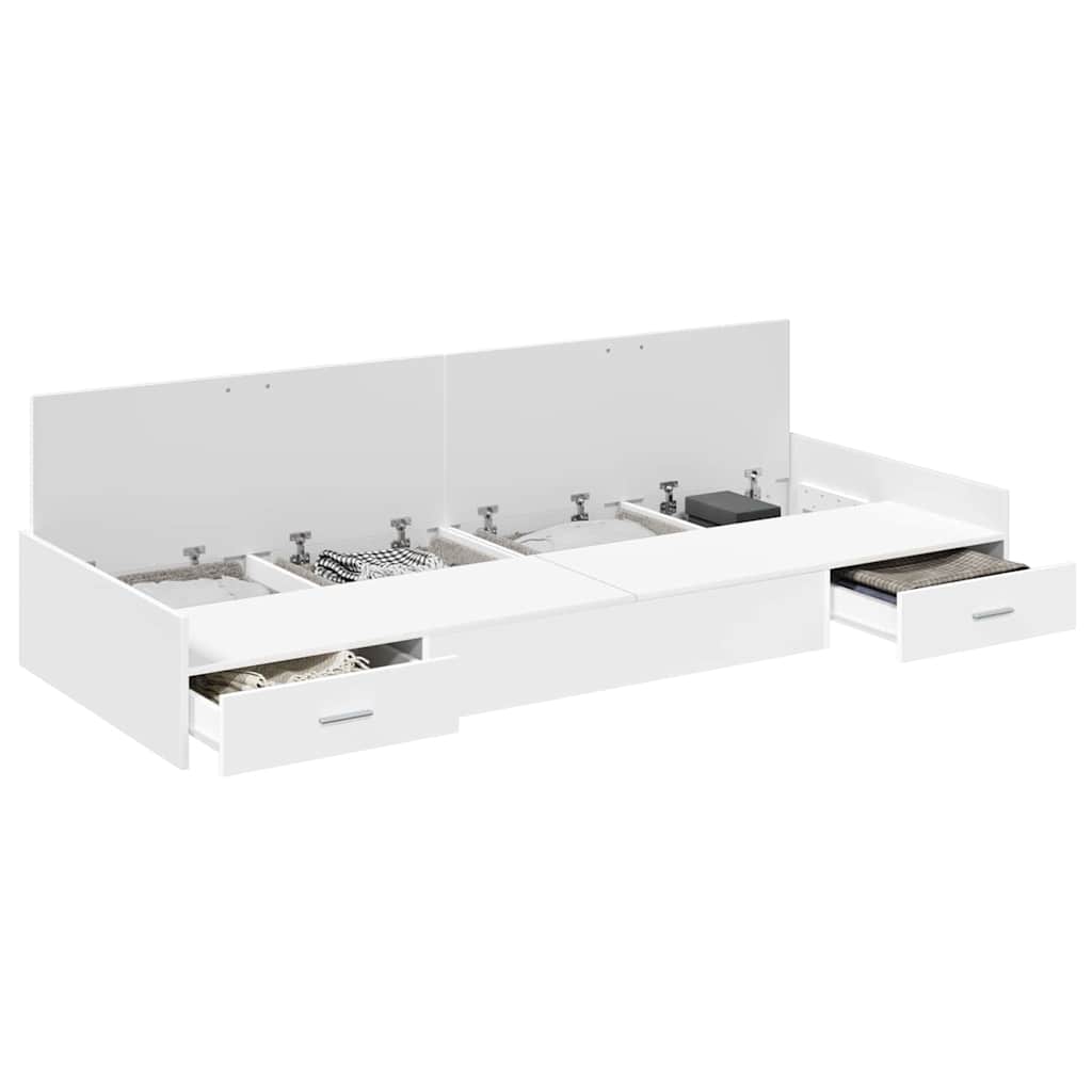 Storage Bed Frame with Headboard White 75 x 190 cm Engineered wood