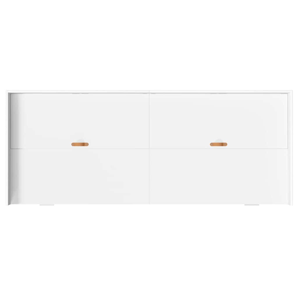 Storage Bed Frame with Headboard White 75 x 190 cm Engineered wood