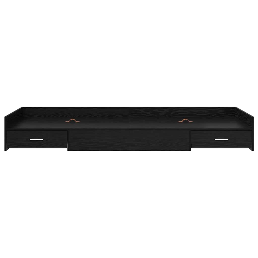 Storage Bed Frame with Drawer Black Oak 75 x 190 cm Engineered wood