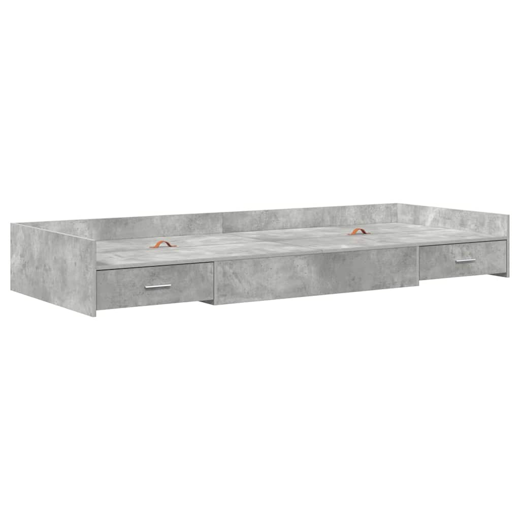Storage Bed Frame Concrete Grey 75 x 190 cm Engineered wood