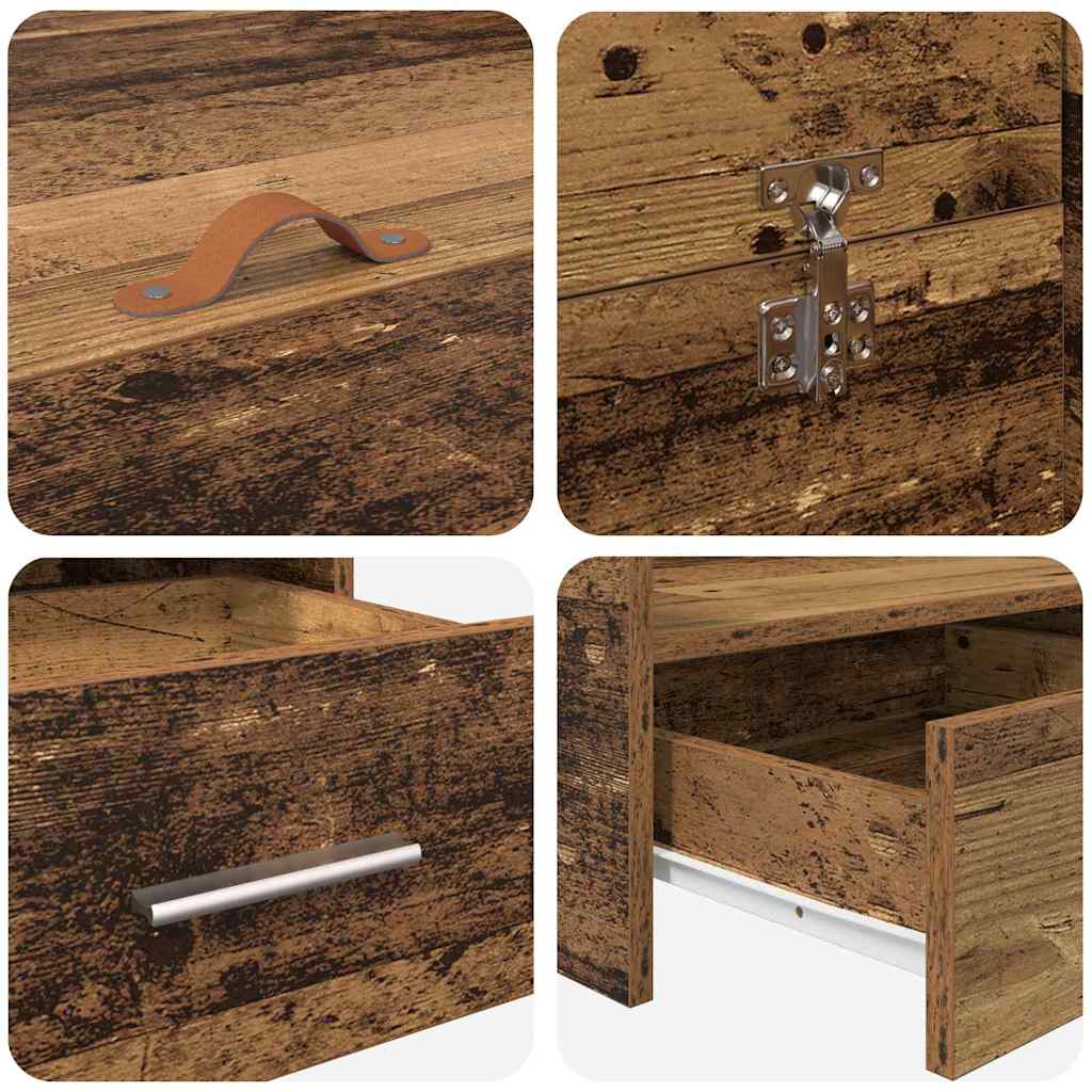 Storage Bed Frame with Drawer with Headboard with Storage Old wood 120 x 200 cm Wood