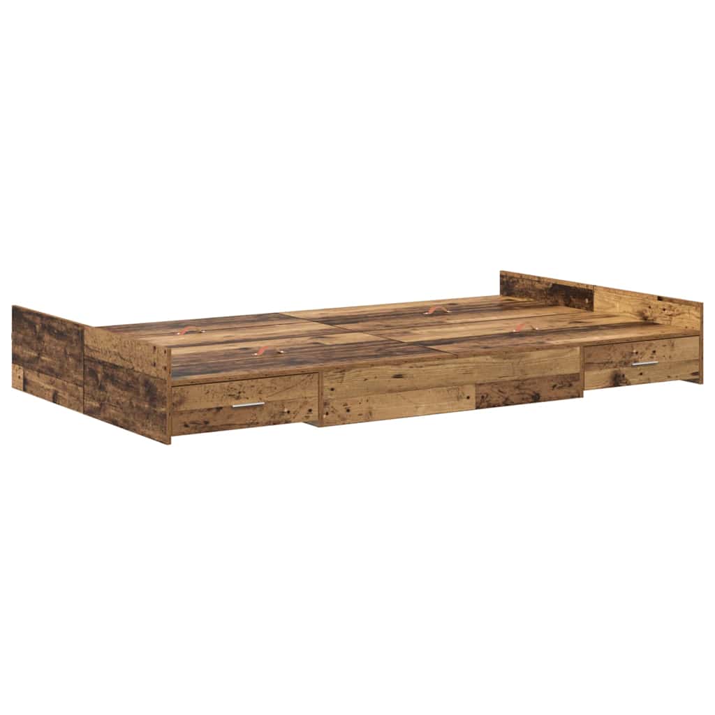 Storage Bed Frame with Drawer with Headboard with Storage Old wood 120 x 200 cm Wood