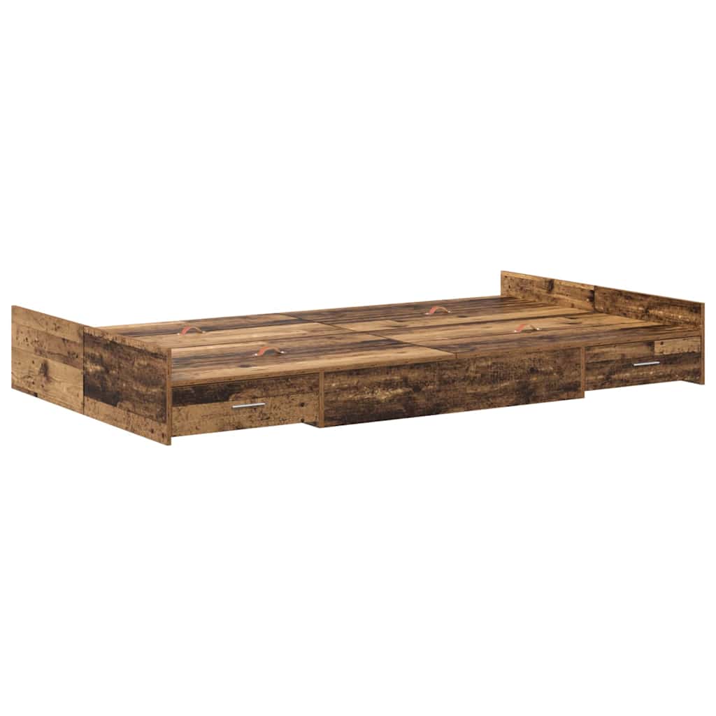 Storage Bed Frame with Drawer with Headboard with Storage Old wood 120 x 200 cm Wood