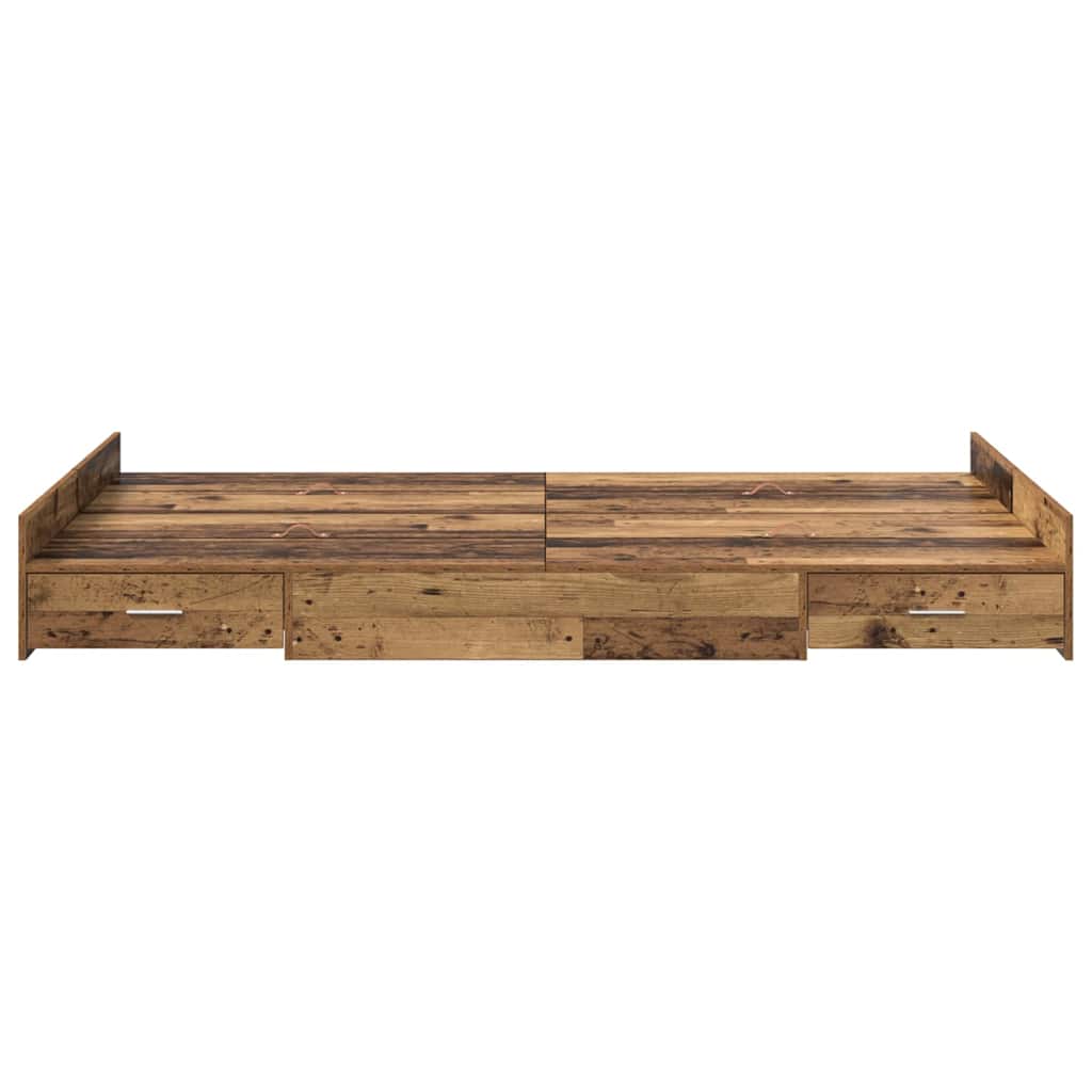 Storage Bed Frame with Drawer with Headboard with Storage Old wood 120 x 200 cm Wood