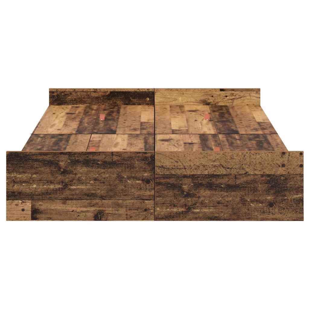 Storage Bed Frame with Drawer with Headboard with Storage Old wood 120 x 200 cm Wood
