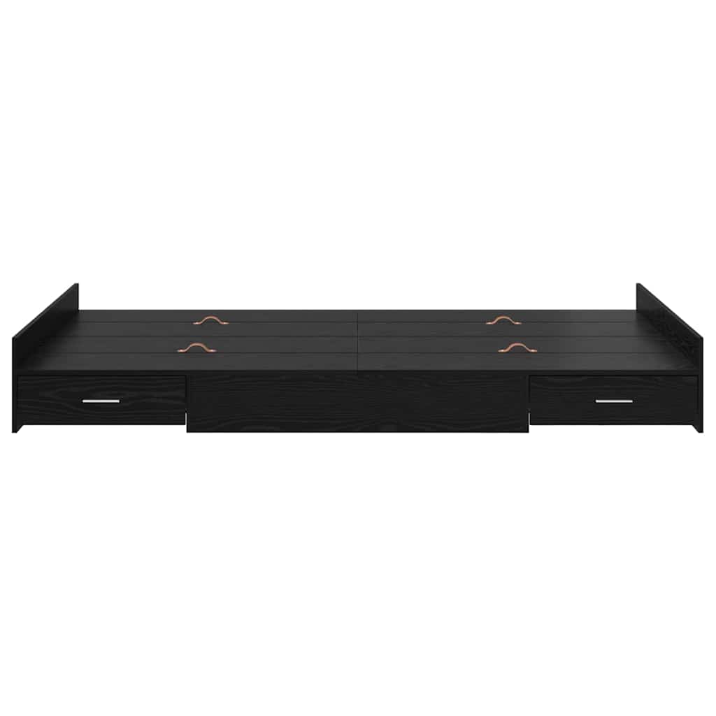 Storage Bed Frame with Drawer Black oak 120 x 190 cm Melamine
