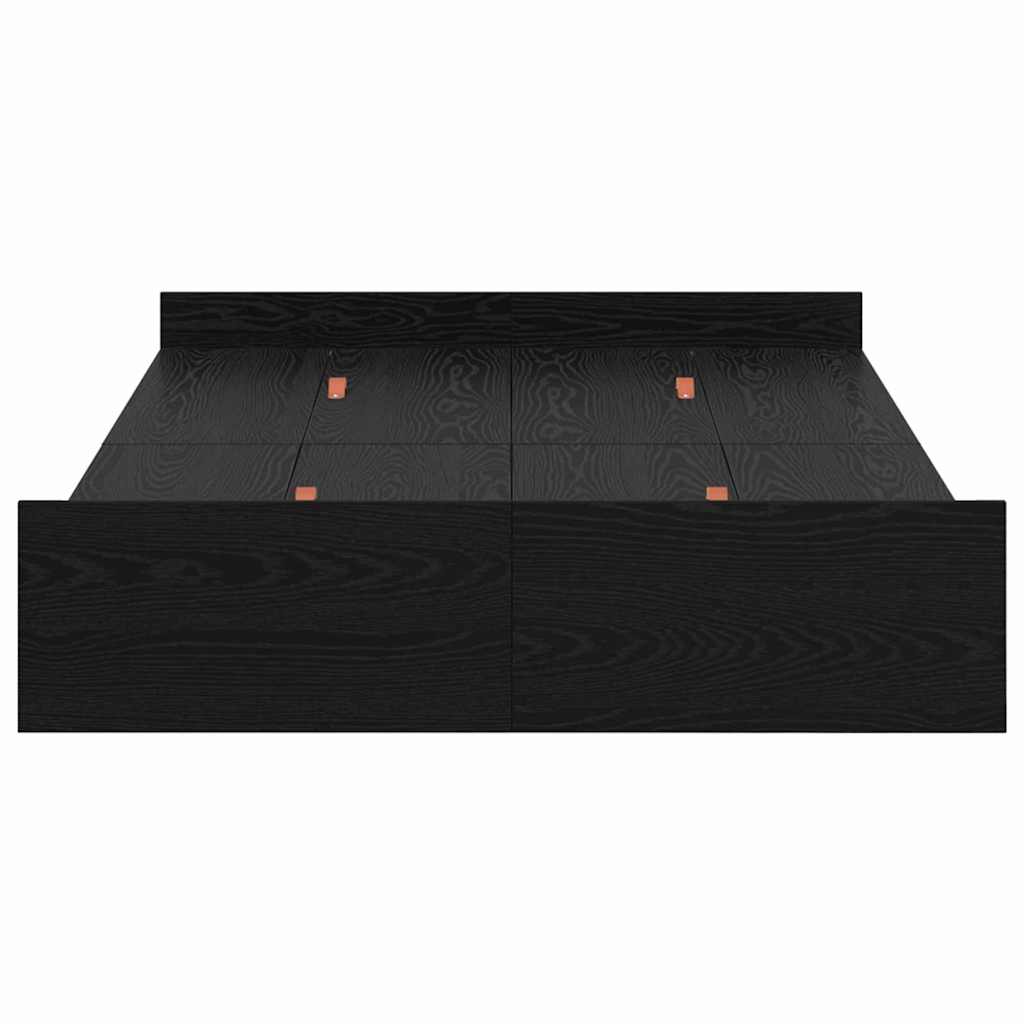 Storage Bed Frame with Drawer Black oak 120 x 190 cm Melamine