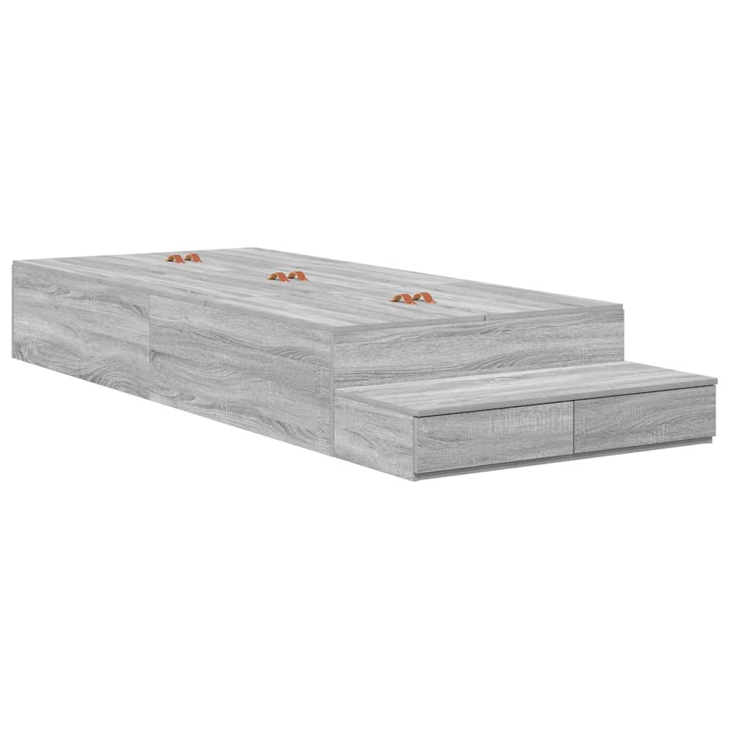 Storage Bed Frame Grey Sonoma 90x200 cm