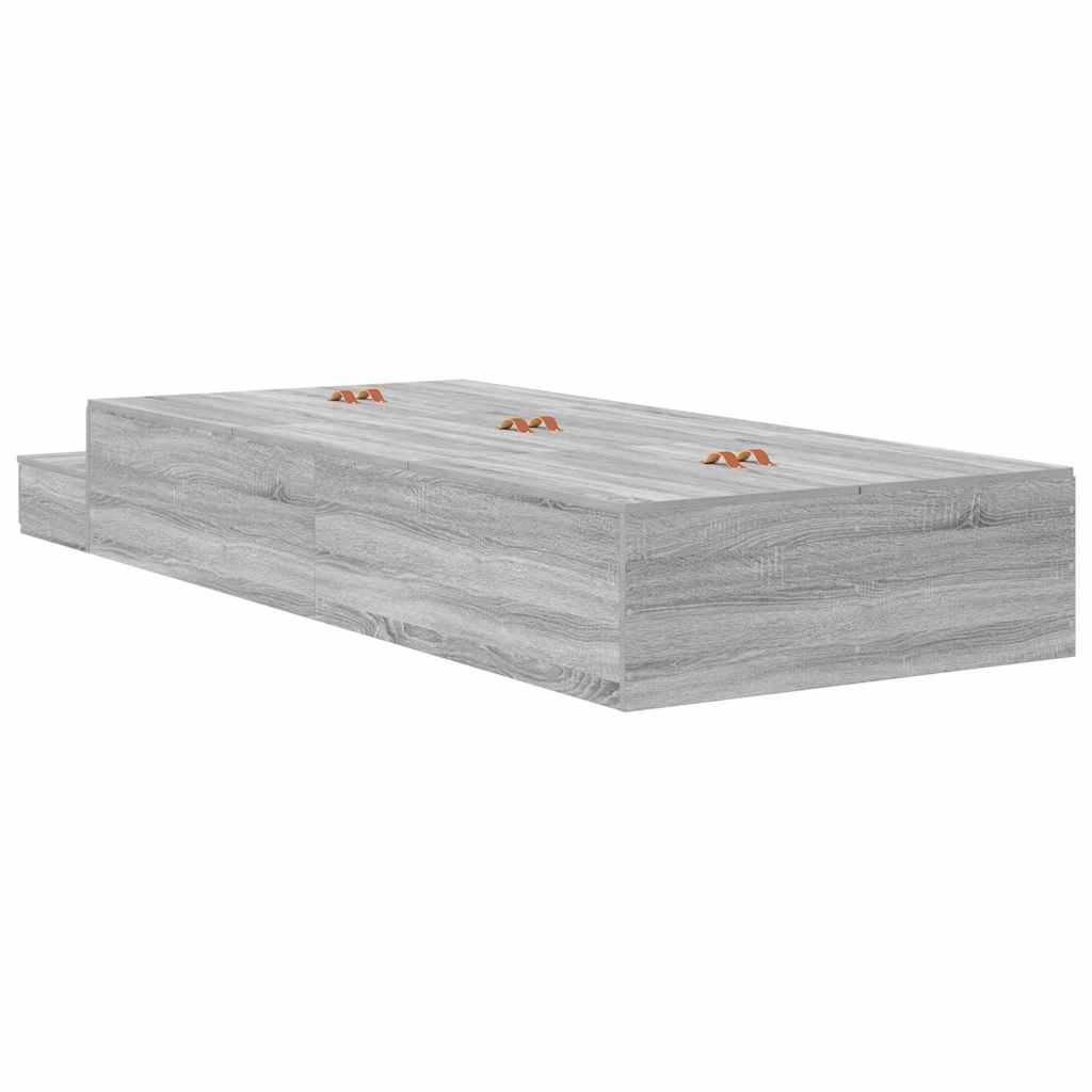 Storage Bed Frame Grey Sonoma 90x200 cm
