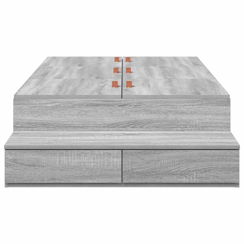 Storage Bed Frame Grey Sonoma 90x200 cm