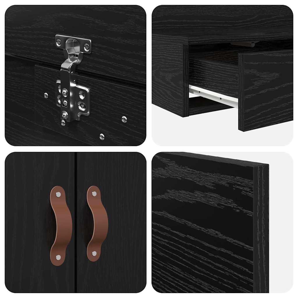 Storage Bed Frame Black Oak 200x200 cm