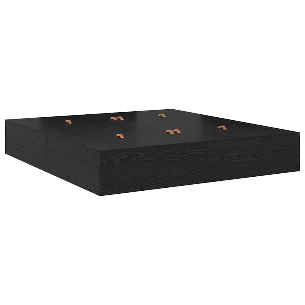 Storage Bed Frame Black Oak 200x200 cm
