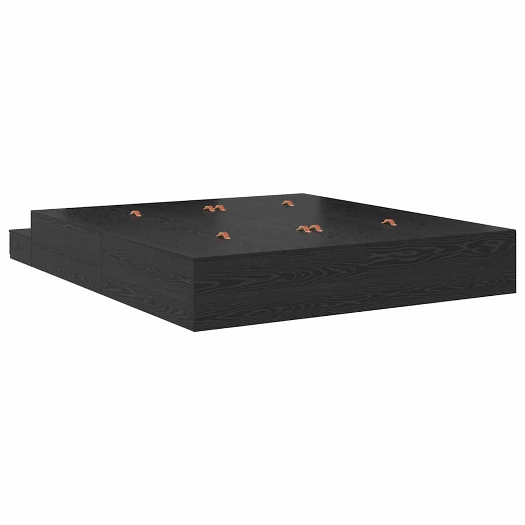 Storage Bed Frame Black Oak 200x200 cm