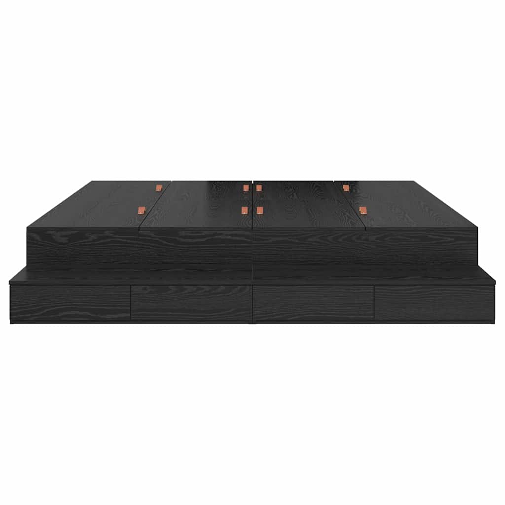 Storage Bed Frame Black Oak 200x200 cm