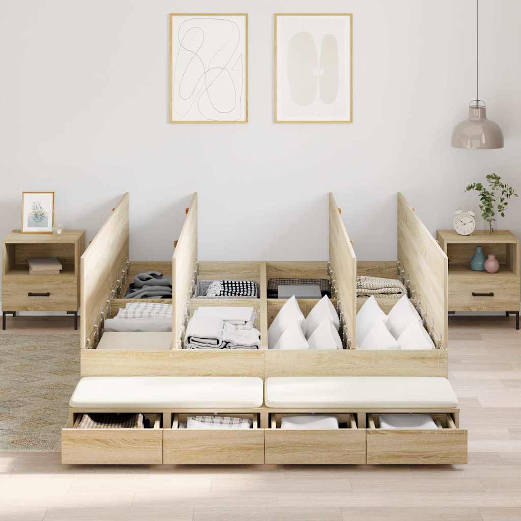 Storage Bed Frame Sonoma Oak 140x200 cm