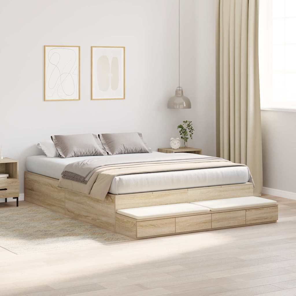 Storage Bed Frame Sonoma Oak 140x200 cm