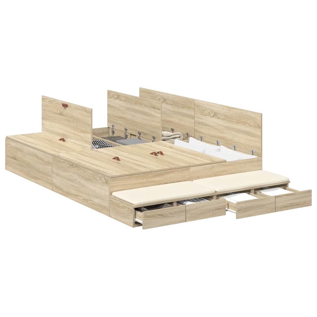 Storage Bed Frame Sonoma Oak 140x200 cm