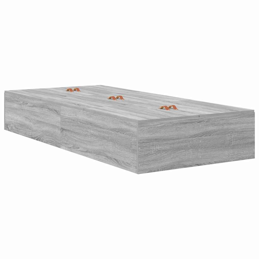 Storage Bed Frame Grey Sonoma 90x190 cm